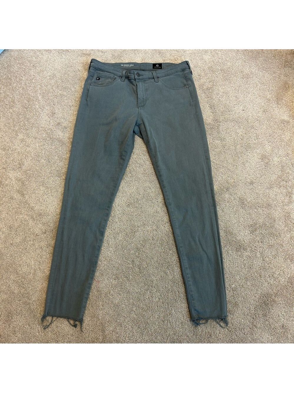 AG adriano goldschmied the legging ankle super skinny ankle gray 30 raw hem jean